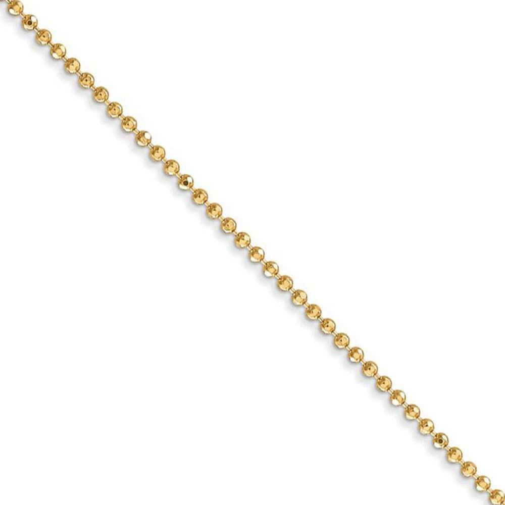 1.2mm, 14k Yellow Gold, Diamond Cut Hollow Bead Chain Necklace, 18 In